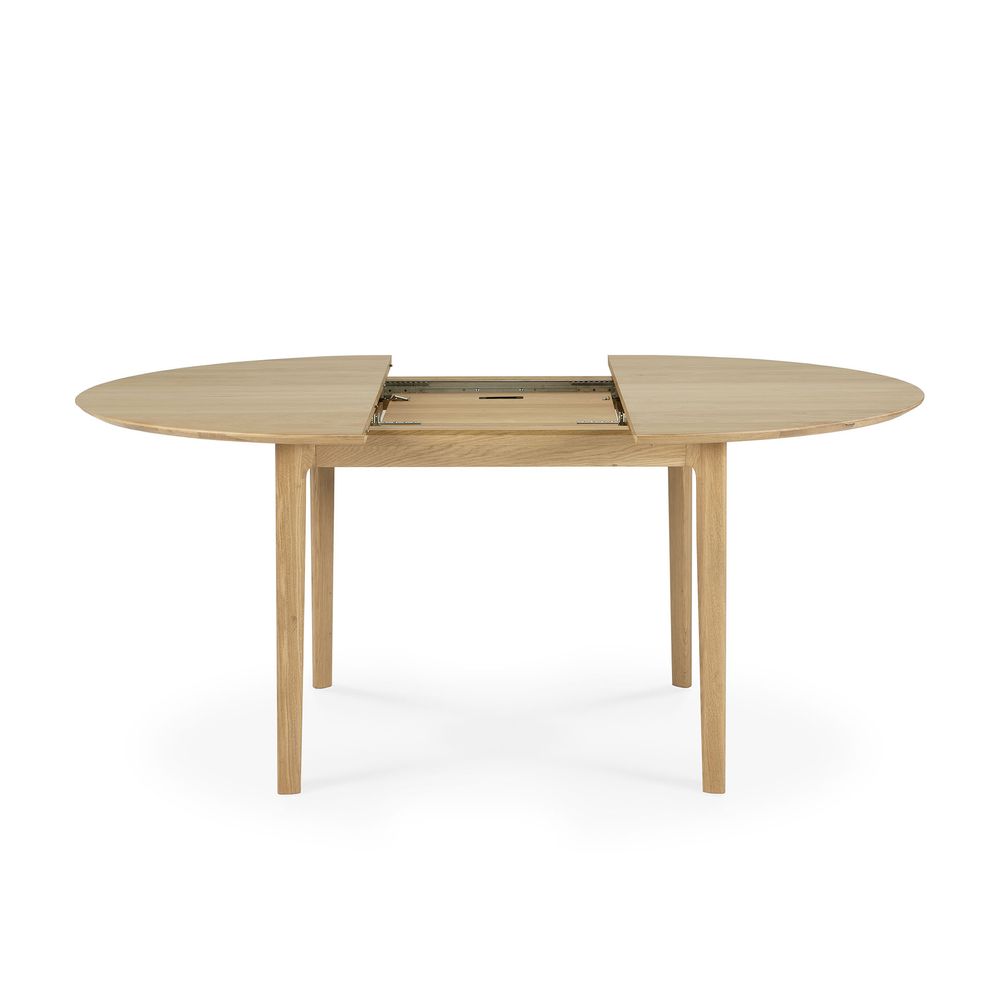 Dining Tables - Oak Bok Round Extendable Dining Table - ETHNICRAFT