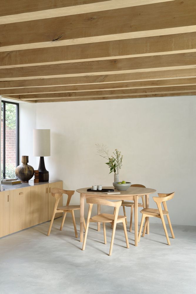 Dining Tables - Oak Bok Round Extendable Dining Table - ETHNICRAFT