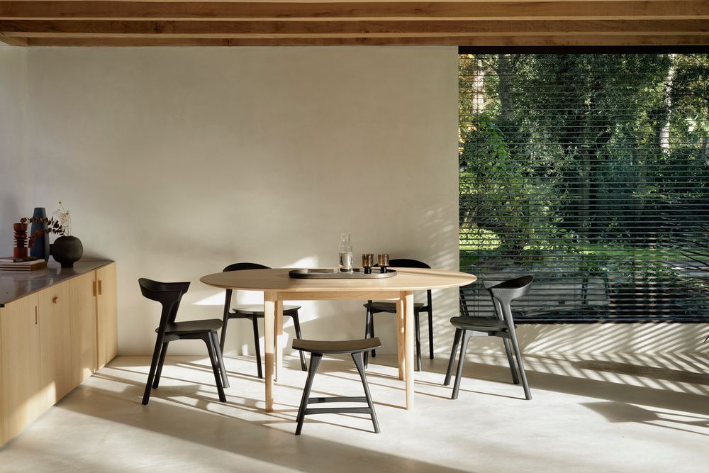 Dining Tables - Oak Bok Round Extendable Dining Table - ETHNICRAFT