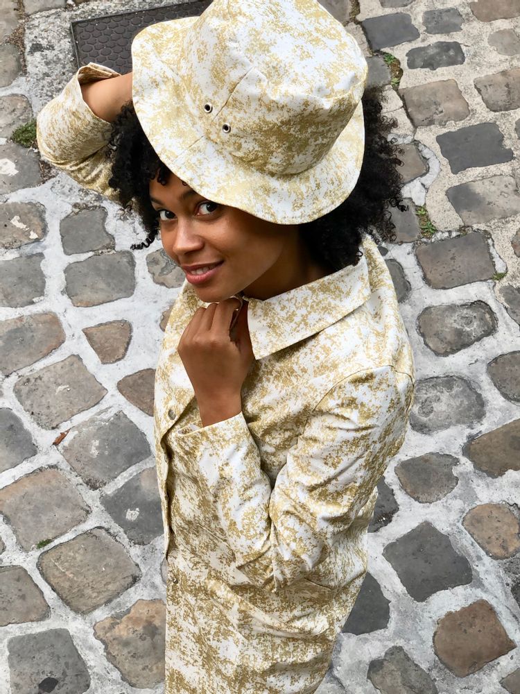 Apparel - Gold splash raincoat & bob - PETALSTREAM