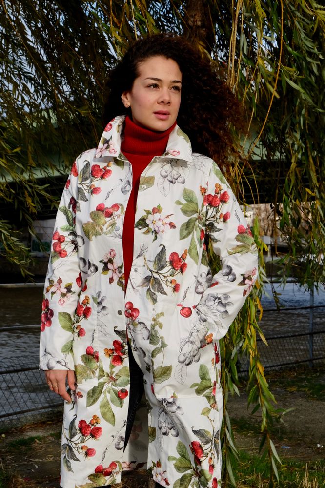 Chapeaux - Petalstream cerise & fraise imprimé imperméable. - PETALSTREAM