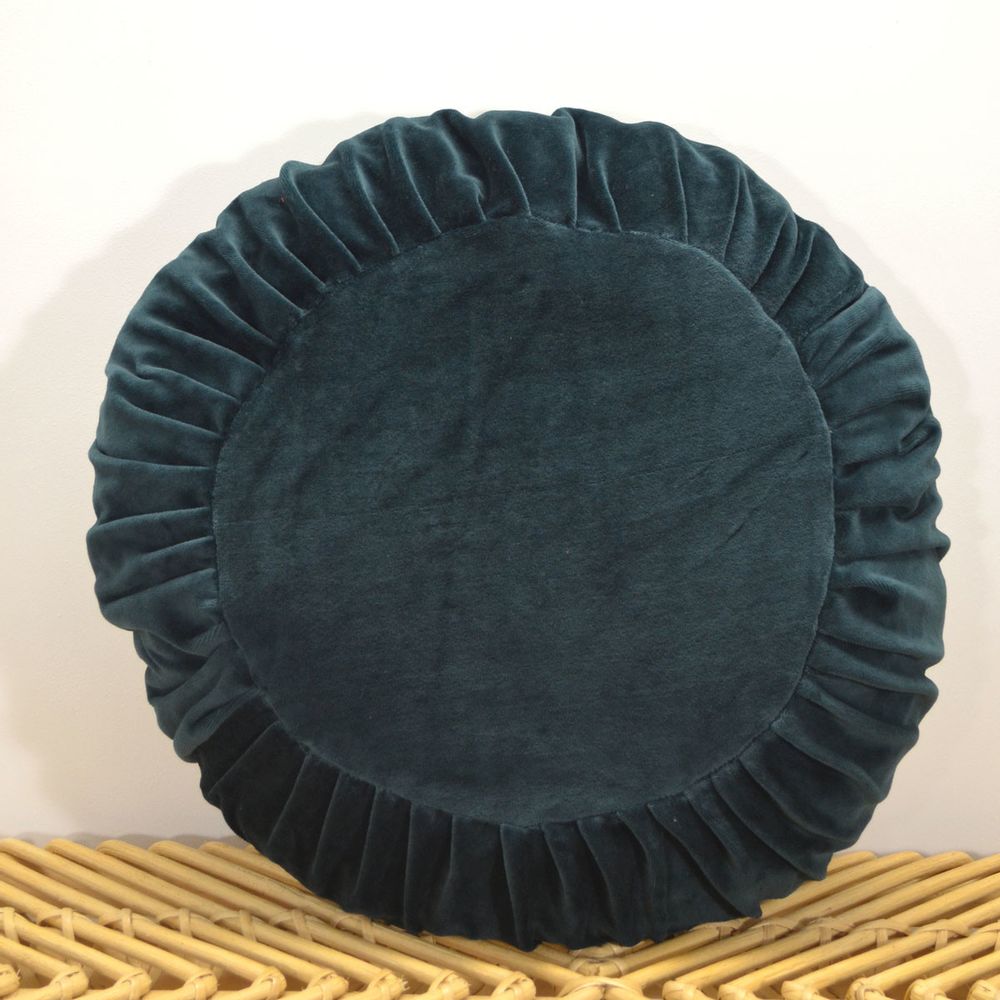 Coussins - Coussin rond garni en velours plissé - L'ATELIER DES CREATEURS