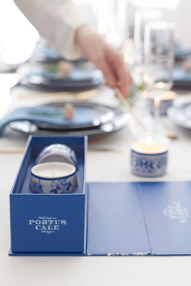 Candles - Portus Cale Gold & Blue Fragranced Candle Set - CASTELBEL