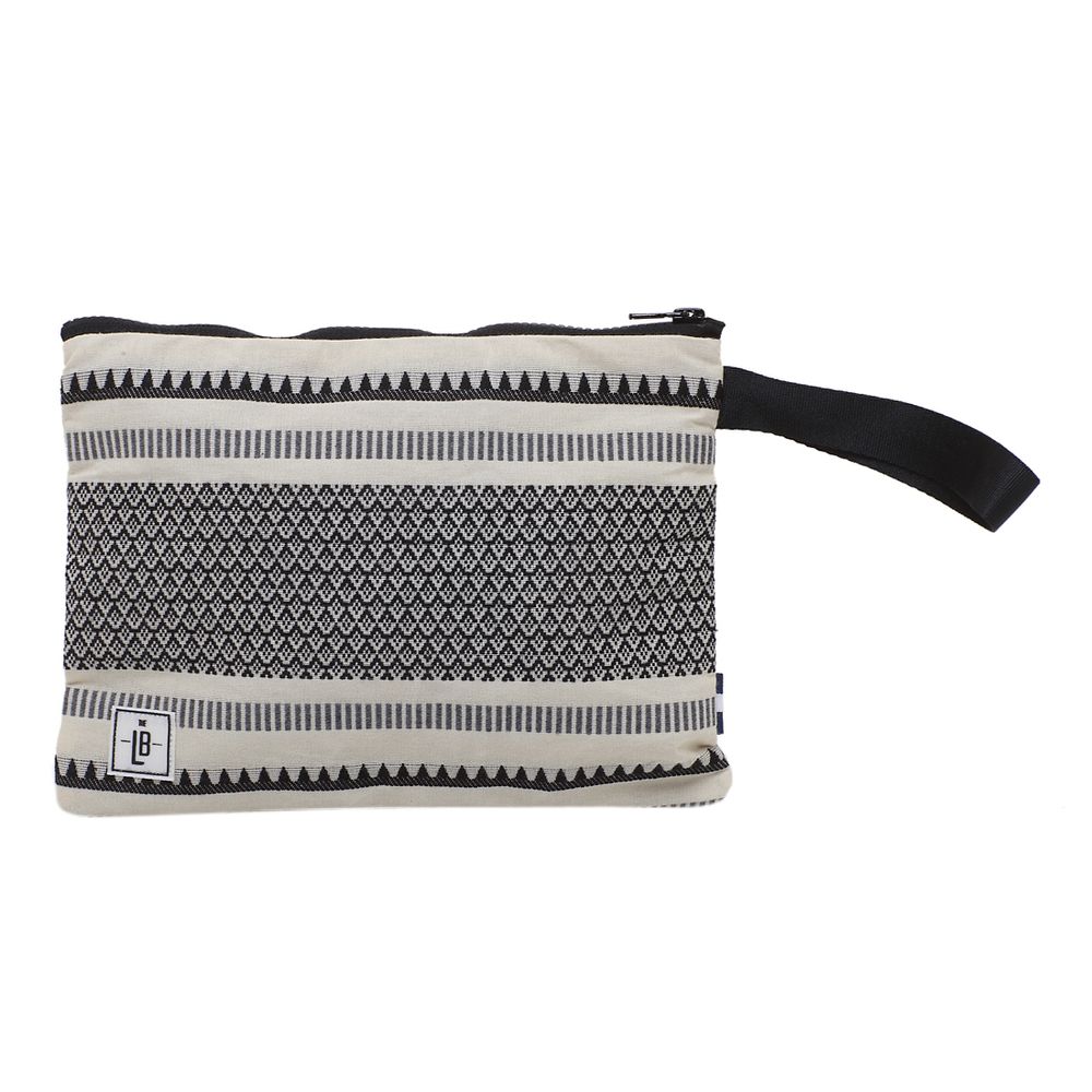 Clutches - Boho with Black Strap Pencil Case Pouch Clutch - THE LUNCHBAGS