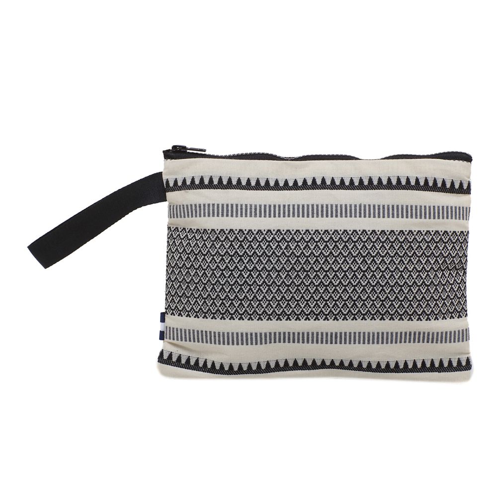 Clutches - Boho with Black Strap Pencil Case Pouch Clutch - THE LUNCHBAGS