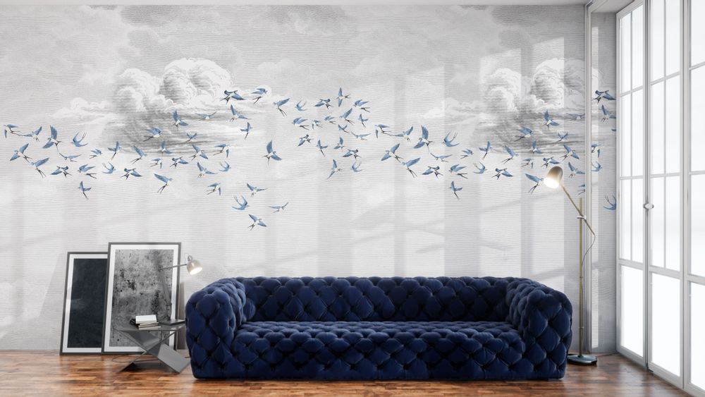 Other wall decoration - Wallpanel  Swallow Cloud Bleu - PAPERMINT