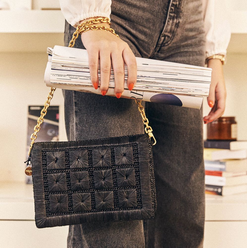 Bags and totes - JULIETTE NOIR raffia bag - SANABAY PARIS