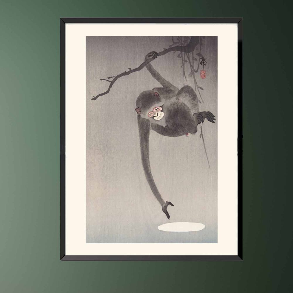 Affiches - Estampe japonaise Singe de Ohara Koson prêt-à-encadrer 30x40 cm - BILLPOSTERS