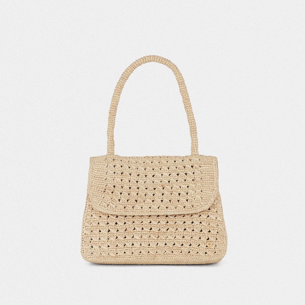 Sacs et cabas - FELICIE NATUREL sac structuré en raphia - SANABAY PARIS