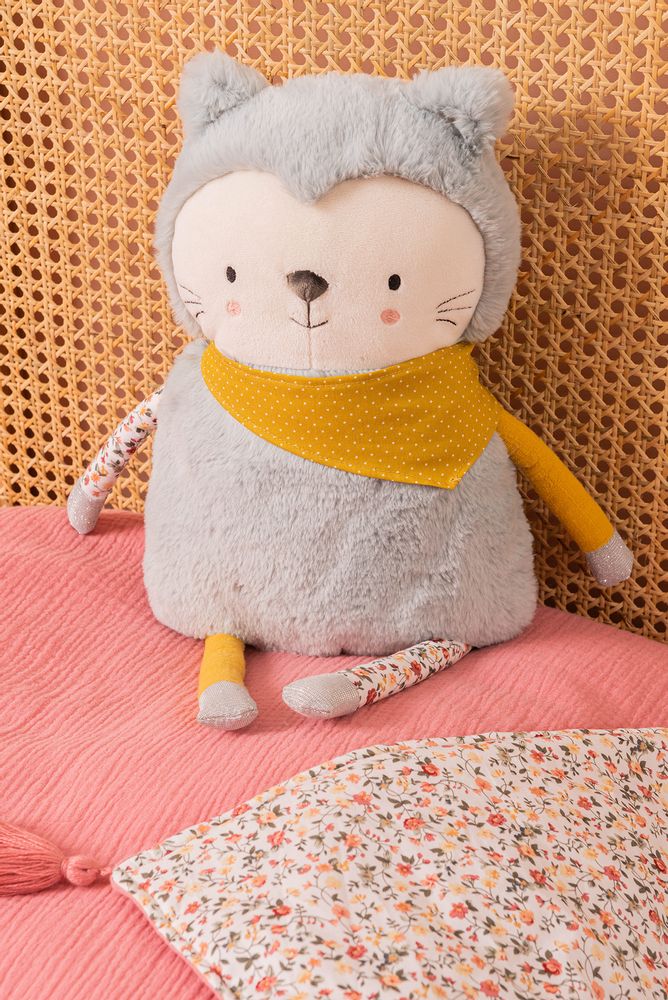 Peluches - Peluche Léon le chaton et plaid en liberty - AMADEUS LES PETITS