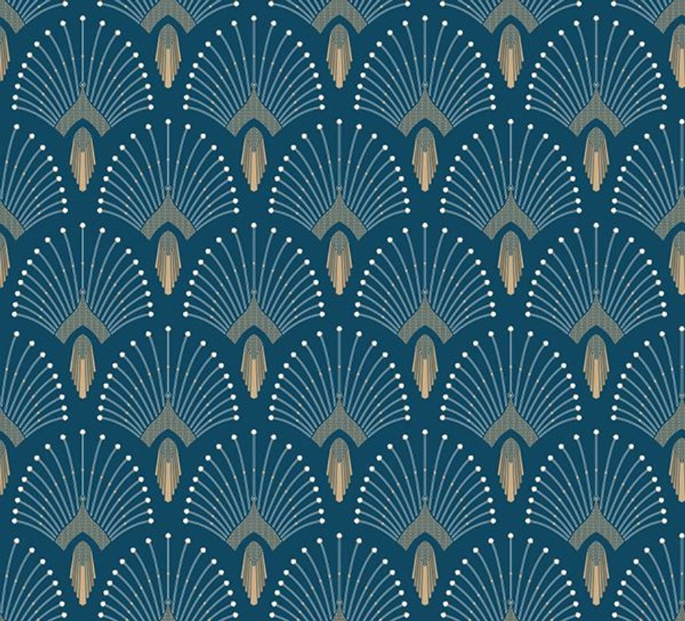 Autres décorations murales - Papier peint 1925 Bleu foncé doré - PAPERMINT