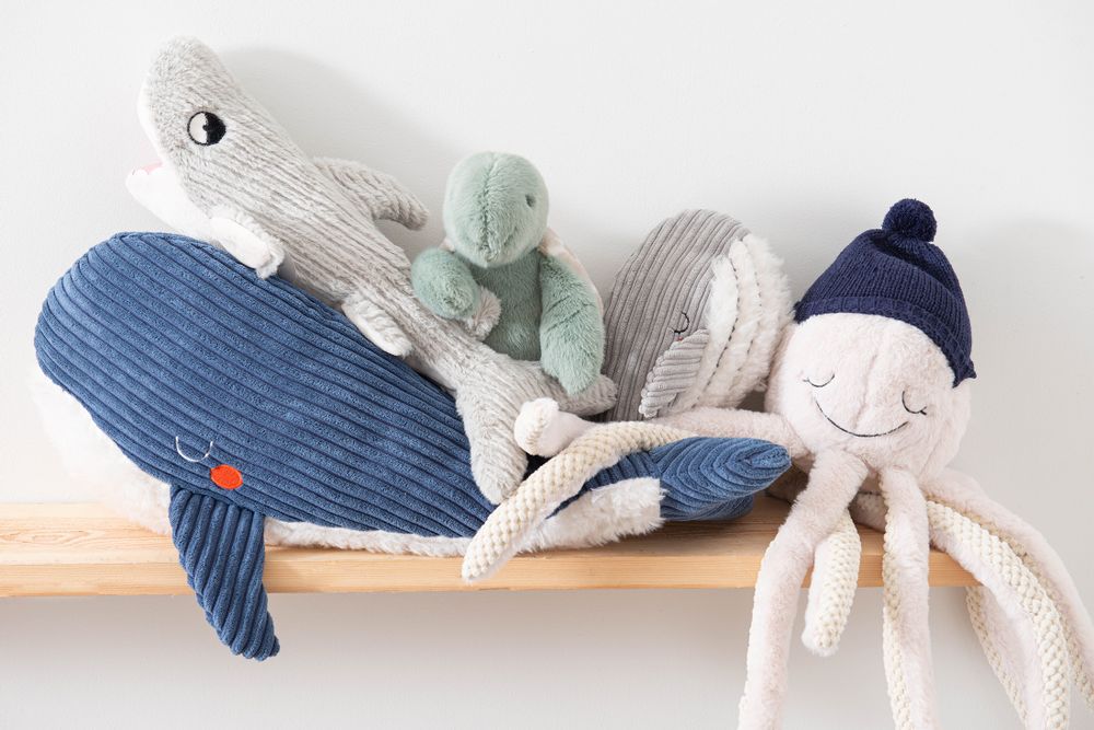 Soft toy - Germain octopus, Lucien turtle, Edgar whale and Adam whale - AMADEUS LES PETITS