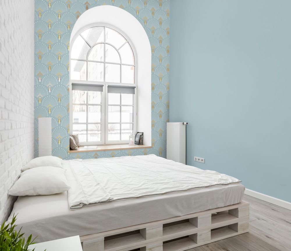 Other wall decoration - Wallpaper 1925 Bleu clair doré - PAPERMINT