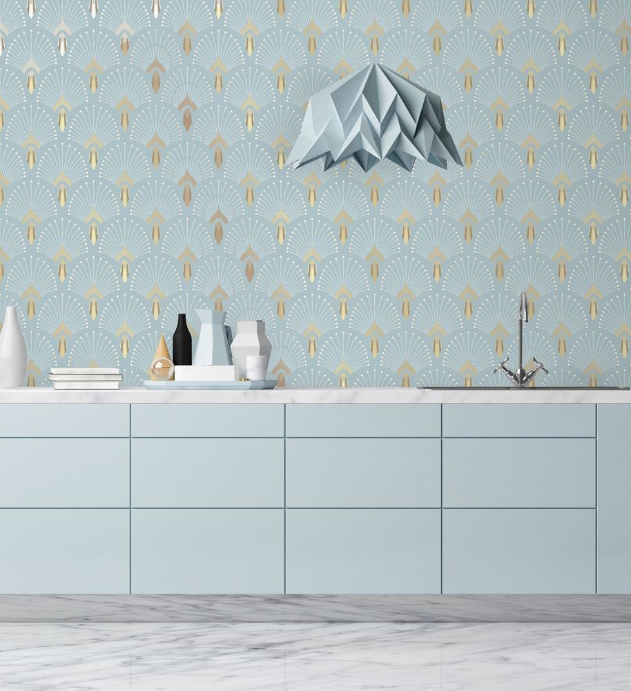 Other wall decoration - Wallpaper 1925 Bleu clair doré - PAPERMINT