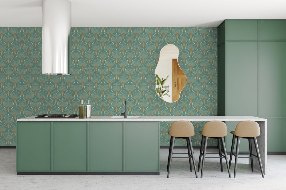 Autres décorations murales - Papier peint 1925 Vert clair doré - PAPERMINT