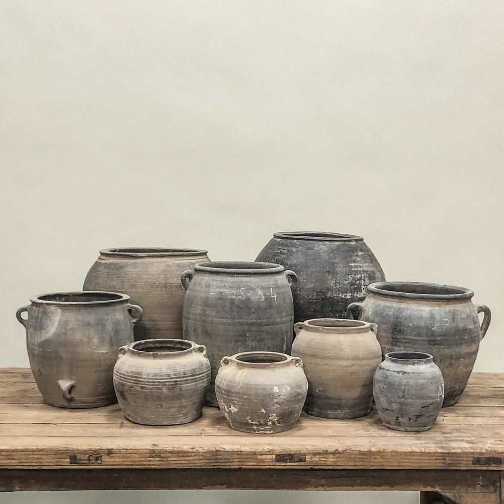 Pottery - Old rustic unglazed grey pots - THE SILK ROAD COLLECTION