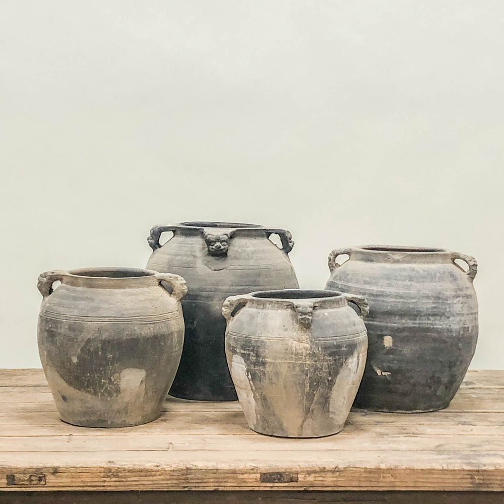 Pottery - Old rustic unglazed grey pots - THE SILK ROAD COLLECTION