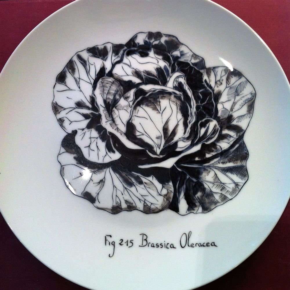 Pièces uniques - Installation murale d'assiettes illustrées JARDIN - VERONIQUE JOLY-CORBIN
