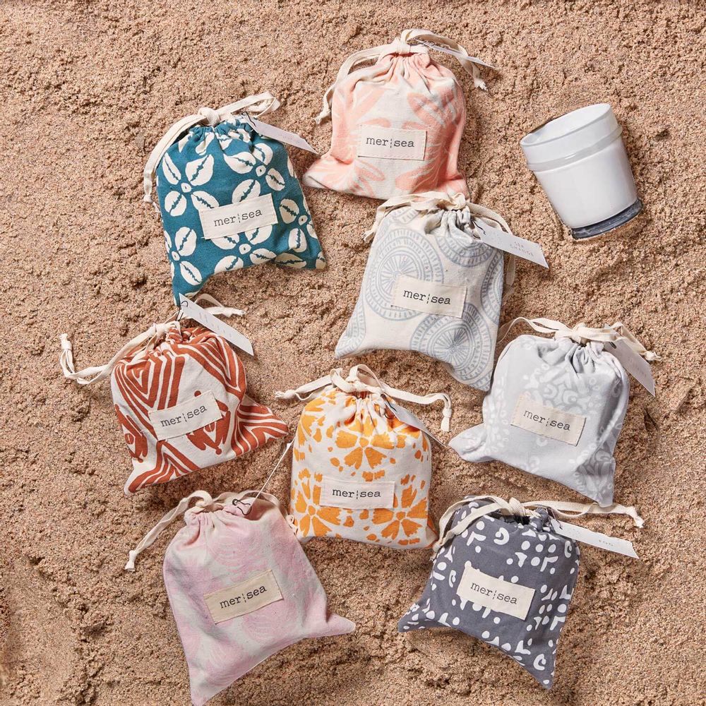 Decorative objects - MER|SEA At Home 7oz Glass Sandbag Candles - MER-SEA & CO