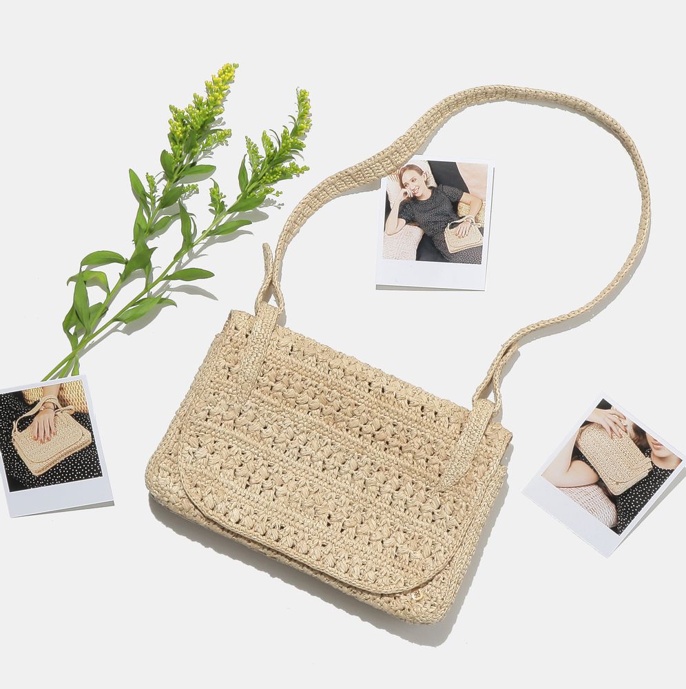 Bags and totes - AVA Raffia Crochet Shoulder Bag - SANABAY PARIS