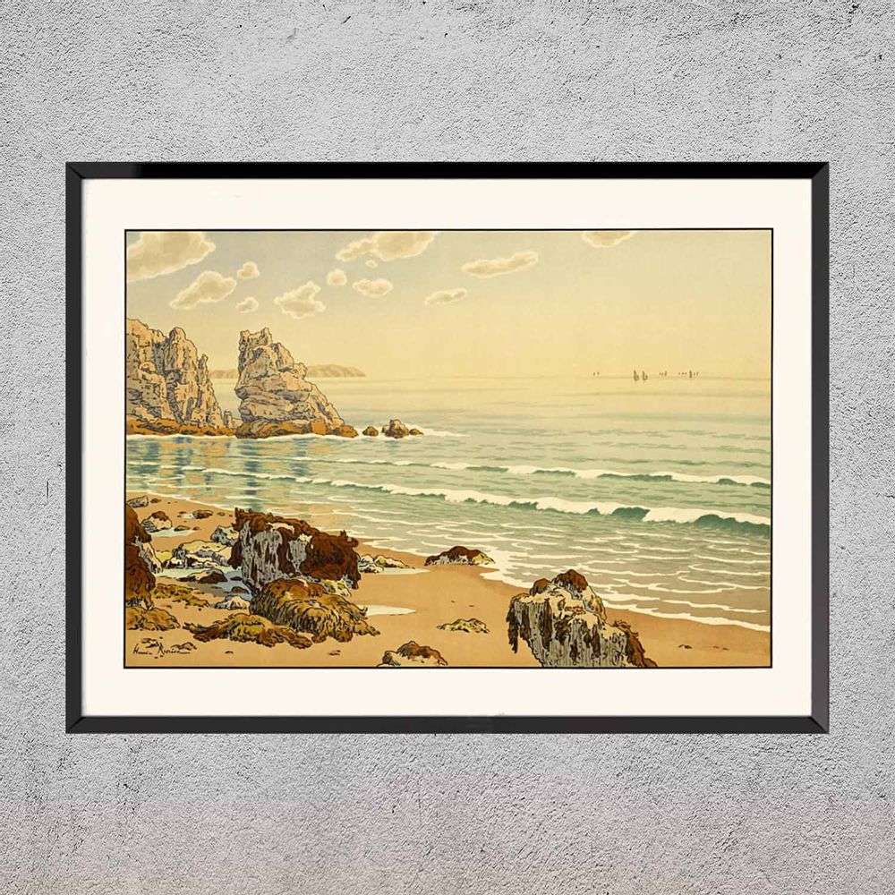 Affiches - Estampe Bretagne La Plage de Henri Rivière prêt-à-encadrer 30x40 cm - BILLPOSTERS
