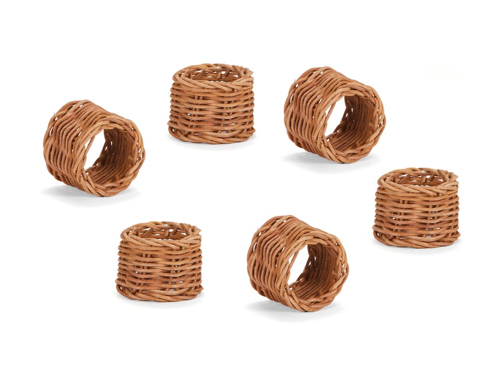 Kitchen utensils - Set of 6 rattan napkin rings Ø6x4.5 cm MS21092 - ANDREA HOUSE