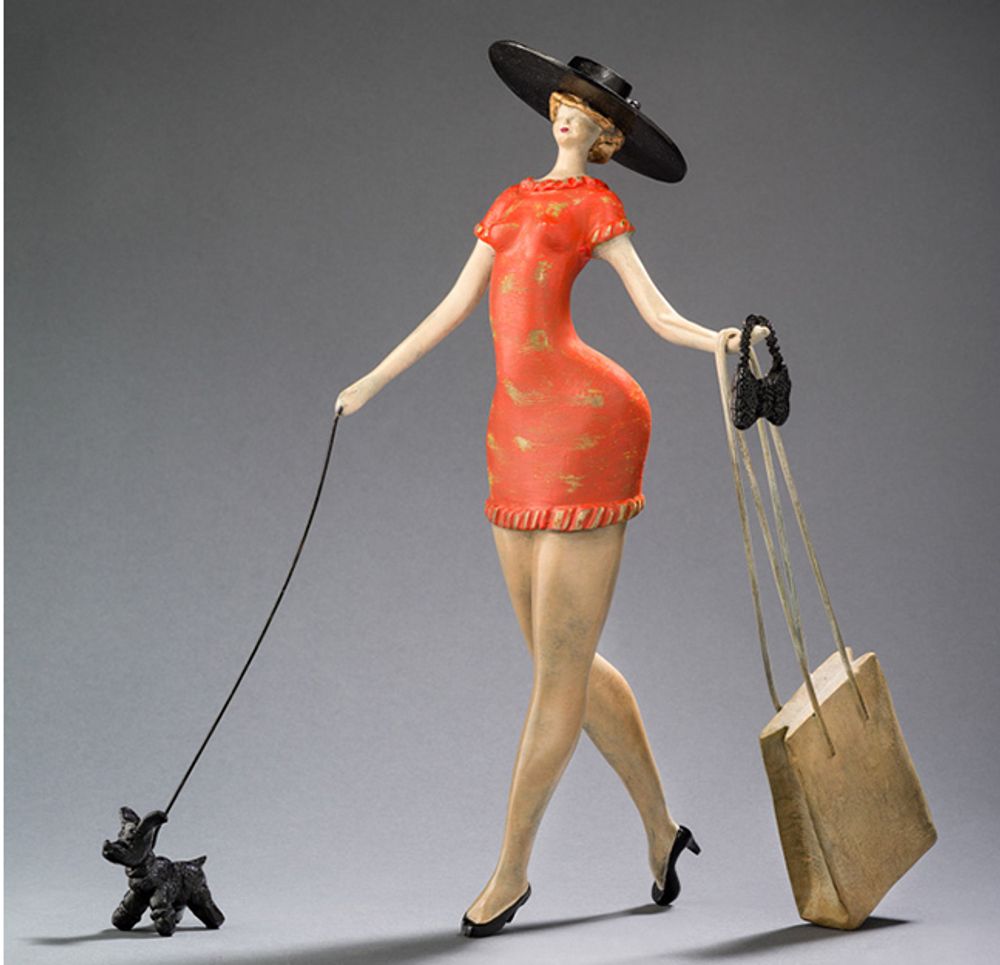 Sculptures, statuettes et miniatures - Parisienne III orange - ABRAHAM SCULPTEUR PARIS