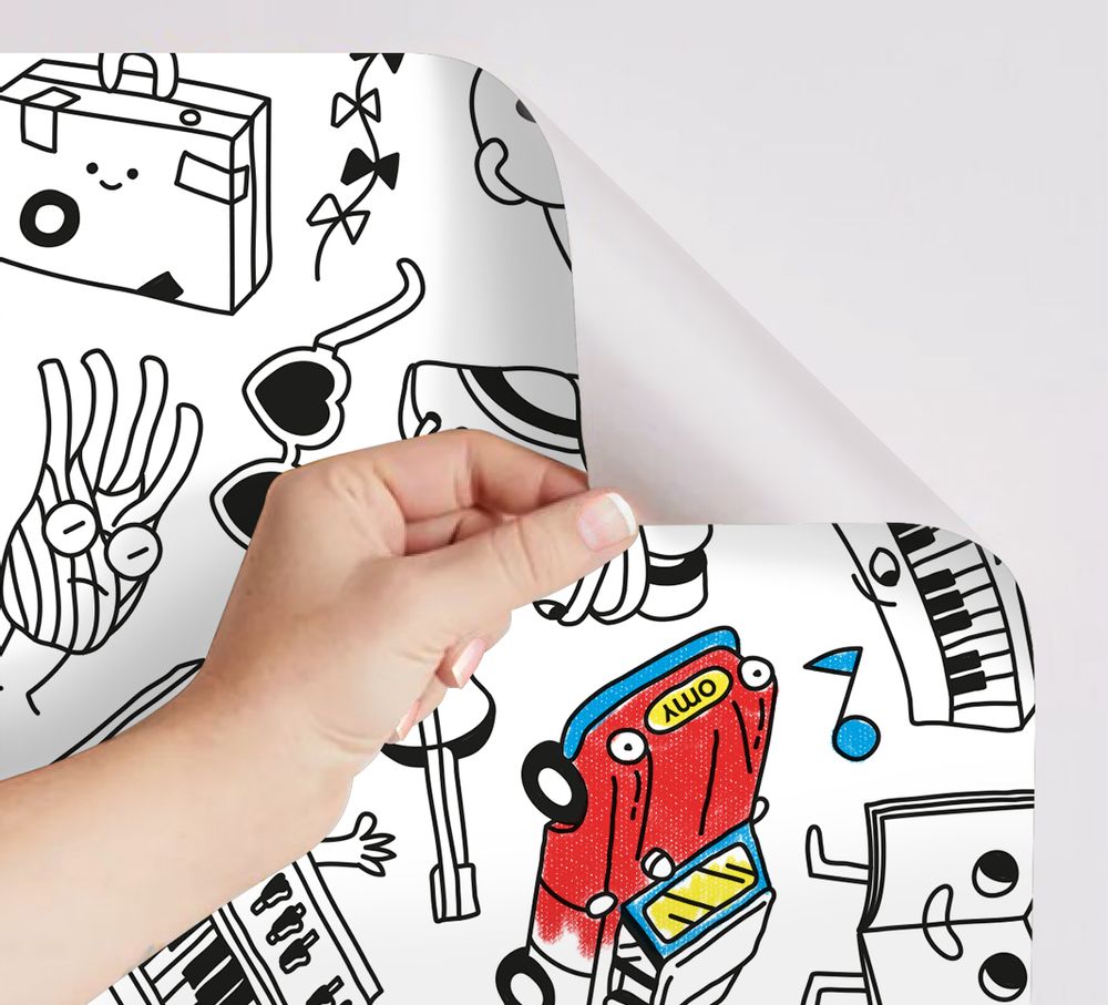 Loisirs créatifs pour enfant - STICK-IT  ROULEAU DÉCORATIF COLORIABLE   POP - OMY