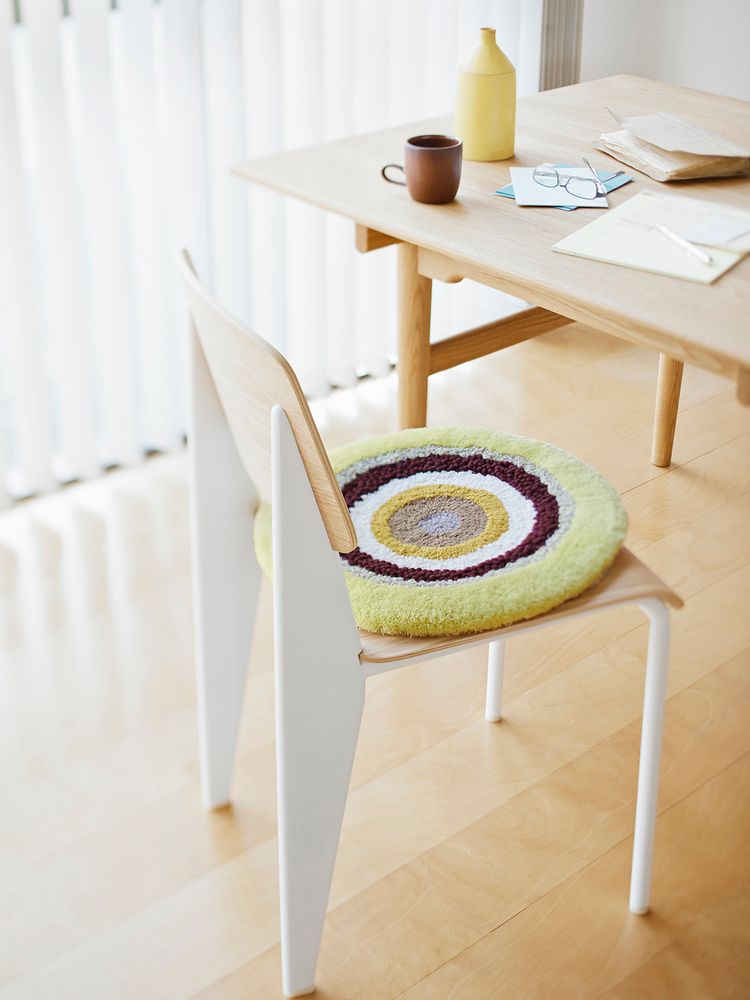 Tapis design - POCO40_LUNA  tapis coussin d'assise jaune 100% laine Φ40cm - ZAPPETO