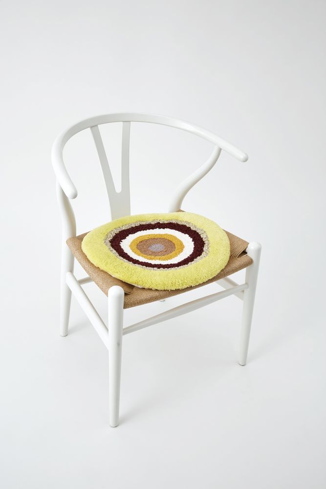 Tapis design - POCO40_LUNA  tapis coussin d'assise jaune 100% laine Φ40cm - ZAPPETO