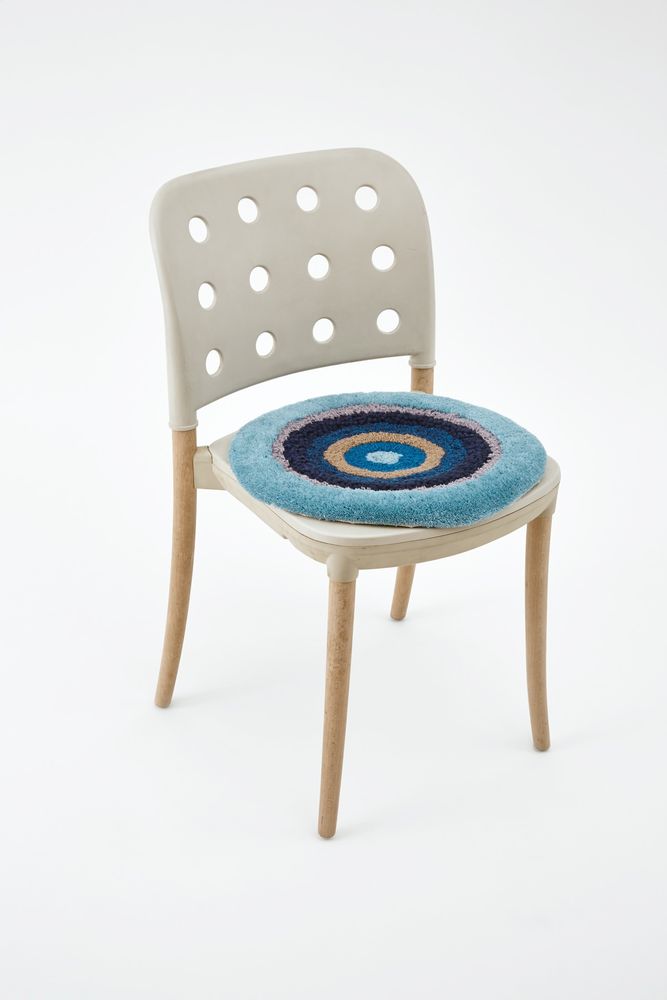 Tapis design - POCO40_AQUAMARIN tapis coussin d'assise bleu clair 100% laine Φ40cm - ZAPPETO