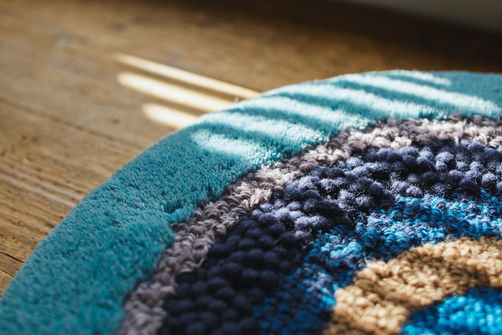 Tapis design - POCO40_AQUAMARIN tapis coussin d'assise bleu clair 100% laine Φ40cm - ZAPPETO
