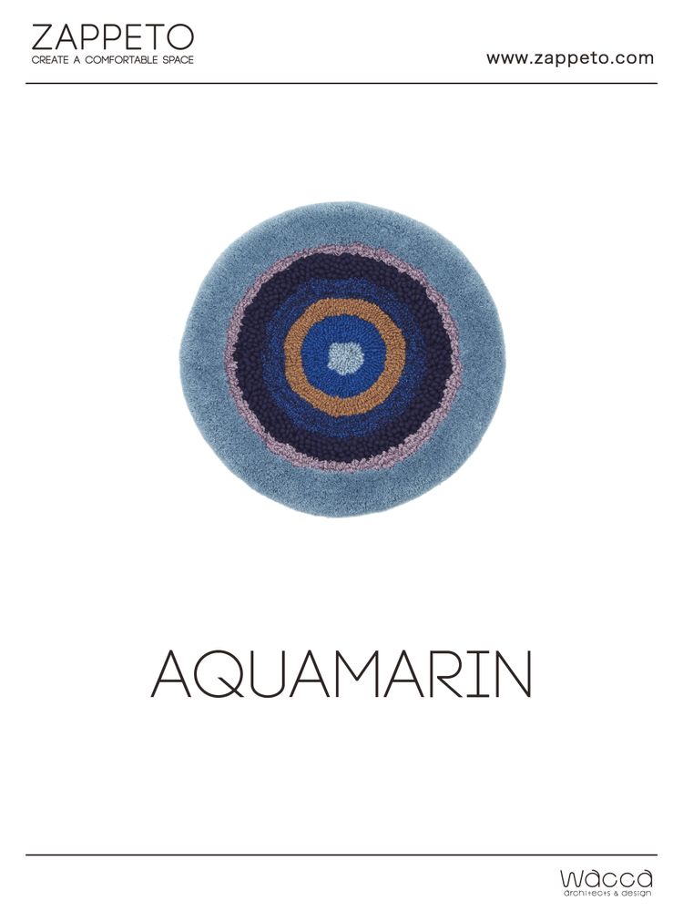 Tapis design - POCO40_AQUAMARIN tapis coussin d'assise bleu clair 100% laine Φ40cm - ZAPPETO