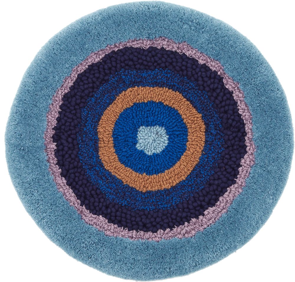 Tapis design - POCO40_AQUAMARIN tapis coussin d'assise bleu clair 100% laine Φ40cm - ZAPPETO