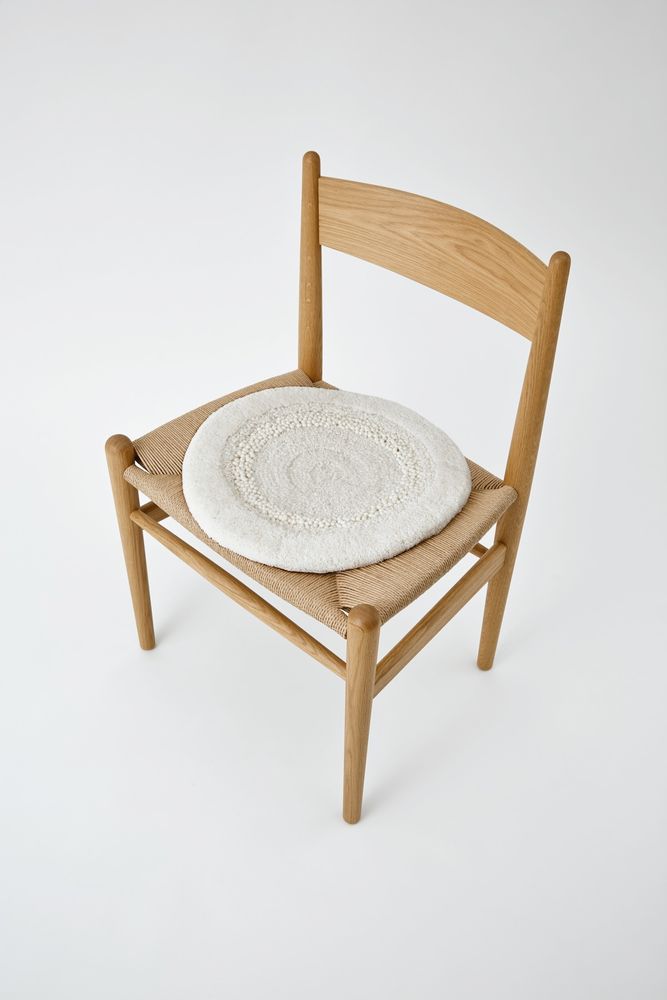 Design carpets - POCO40_SNOWY design rug seat cushion white 100%wool Φ40cm - ZAPPETO