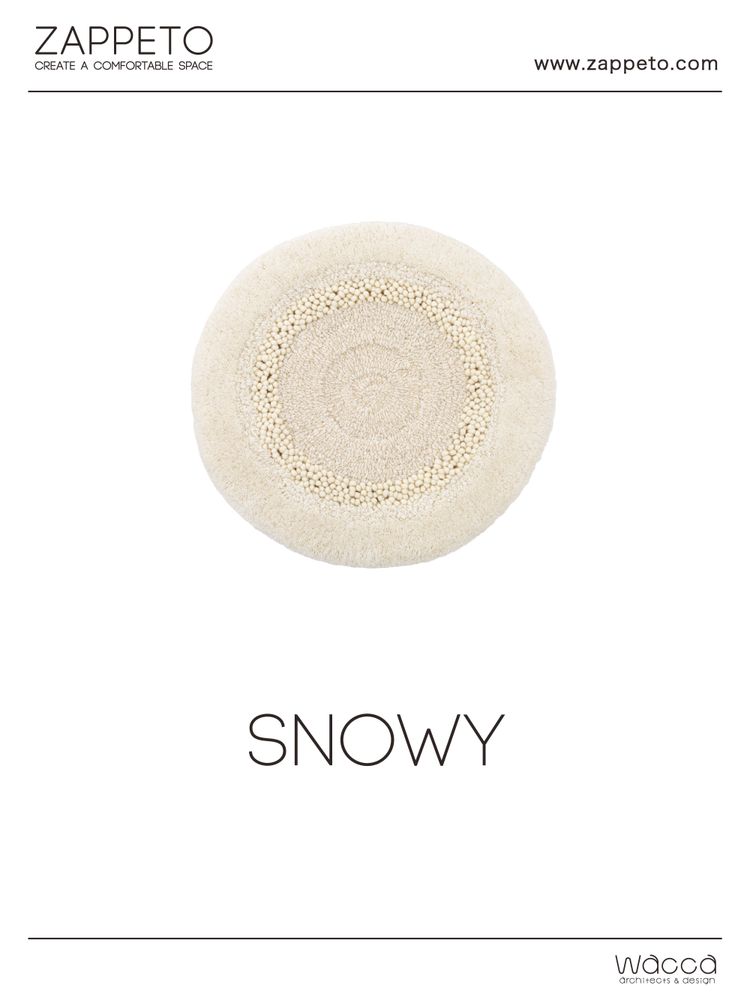 Design carpets - POCO40_SNOWY design rug seat cushion white 100%wool Φ40cm - ZAPPETO