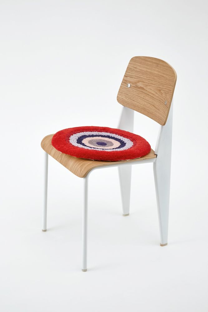 Design carpets - POCO40_BERRY  design rug seat cushion red 100%wool Φ40cm - ZAPPETO