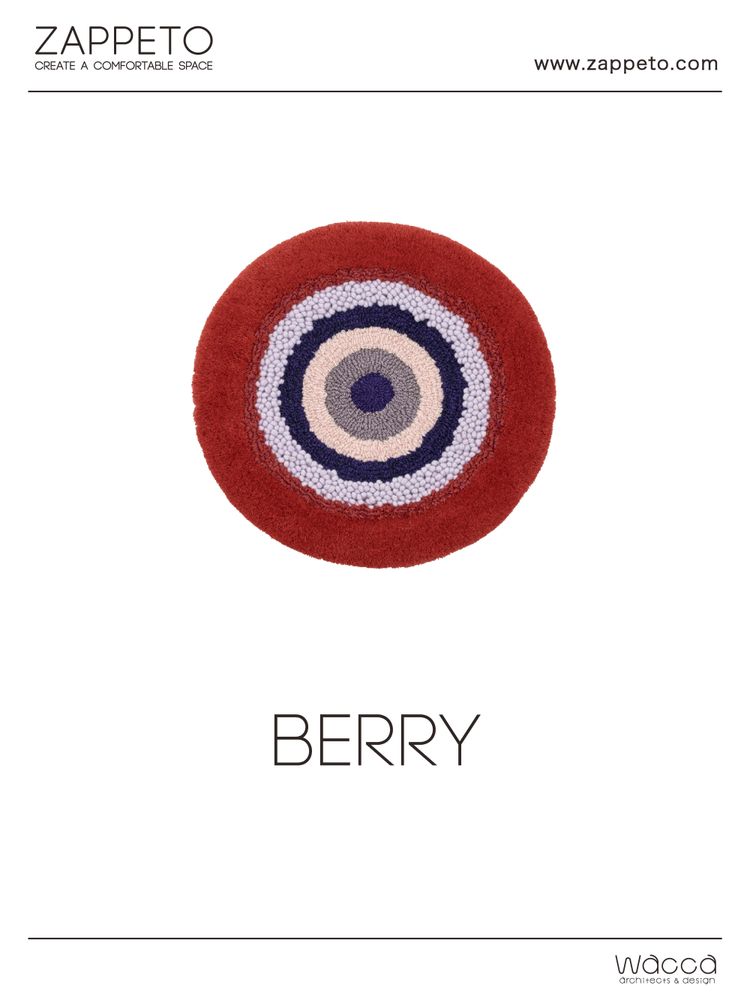 Design carpets - POCO40_BERRY  design rug seat cushion red 100%wool Φ40cm - ZAPPETO