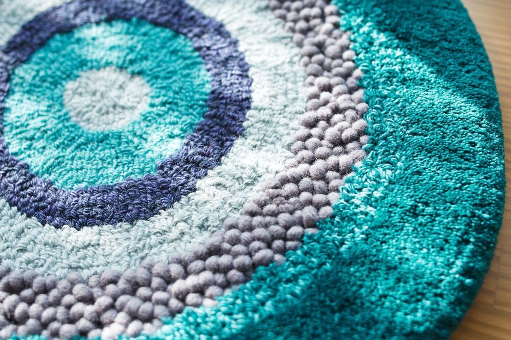 Design carpets - POCO40_FOREST  design rug seat cushion green 100%wool Φ40cm - ZAPPETO