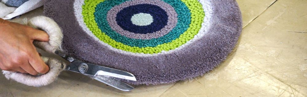 Design carpets - POCO40_COELACANTH design rug seat cushion multicolor 100%wool Φ40cm - ZAPPETO