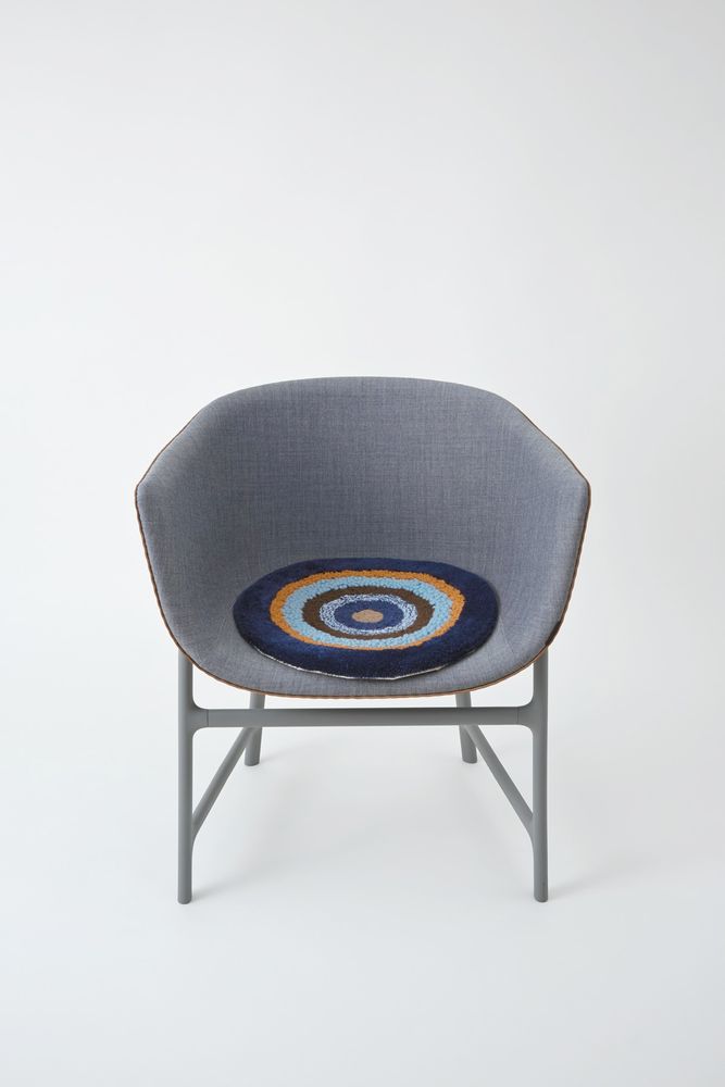 Design carpets - POCO40_COELACANTH design rug seat cushion multicolor 100%wool Φ40cm - ZAPPETO