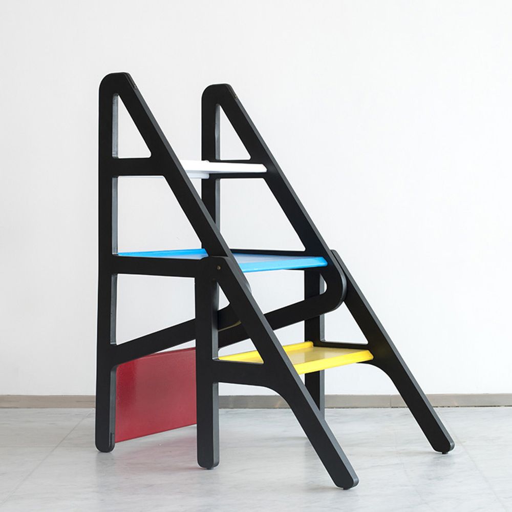 Sièges pour collectivités - ESC 01 / CHAISE ESCABEAU / HOMMAGE A MONDRIAN & RIETVELD - 1% DESIGN