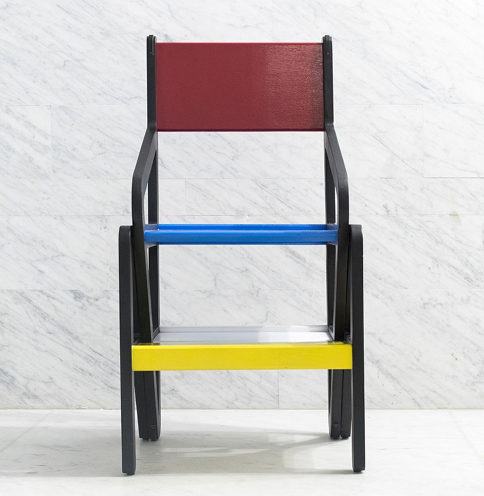 Sièges pour collectivités - ESC 01 / CHAISE ESCABEAU / HOMMAGE A MONDRIAN & RIETVELD - 1% DESIGN