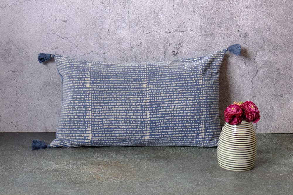 Coussins textile - VELOURAMA - Housse de Coussin Velours imprimé bleu 50 x 30 cm - CONSTELLE HOME