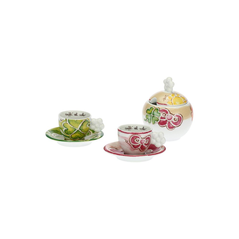 Mugs - Set of 2 Happy coffee cups with sugar bowl - THUN - LENET GROUP