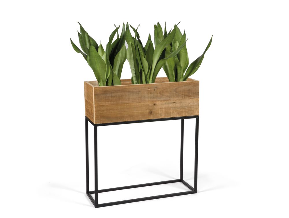 Flower pots - Recycled wood planter 55x21x60.5 cm AX21017 - ANDREA HOUSE