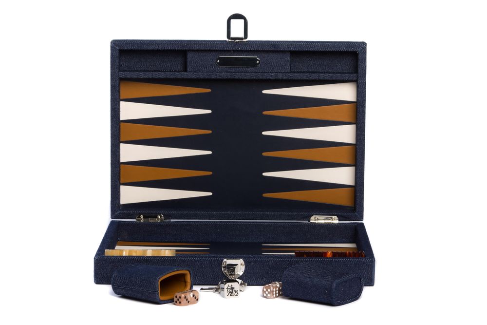 Petite maroquinerie - Backgammon médium I Toile Denim - HECTOR SAXE PARIS DEPUIS 1978