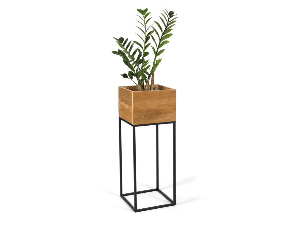 Pots de fleurs - Jardinière en bois recyclé 28x28x75 cm AX21018 - ANDREA HOUSE