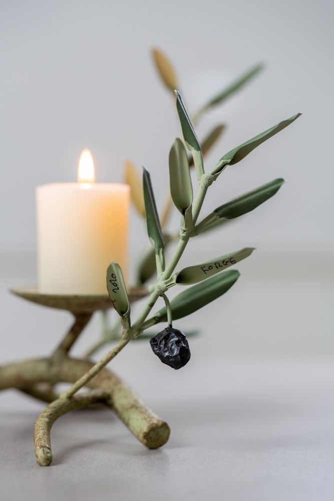 Unique pieces - Candle holder 1 candle 3 twigs - L'OLIVIER FORGÉ