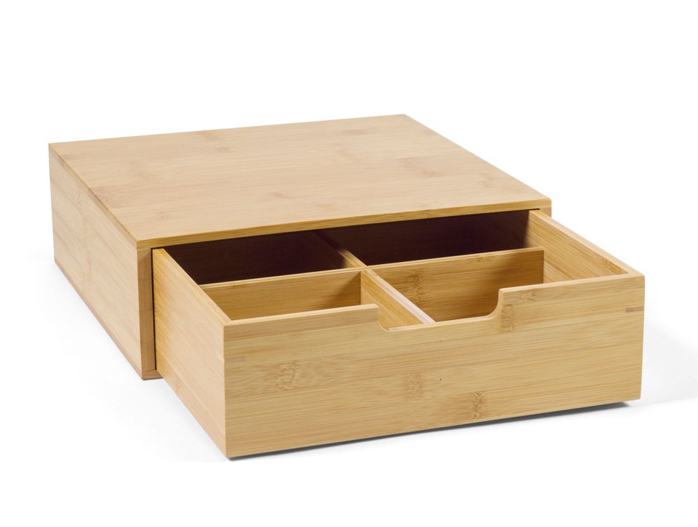 Accessoires thé et café - Boîte en bois de bambou, 4 compartiments 30x31x10 cm CC21000 - ANDREA HOUSE